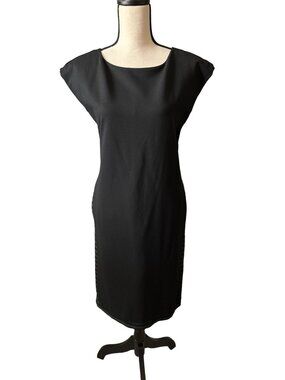 MaxMara Black Green Sleeveless Dress Green Side Stripes Sheath Size Large